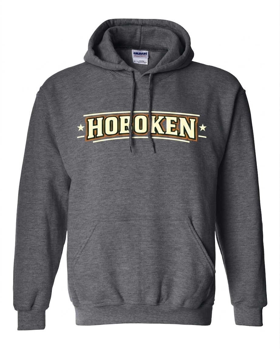 Hoboken Dark Heather Gold Black Arch Star Hoodie