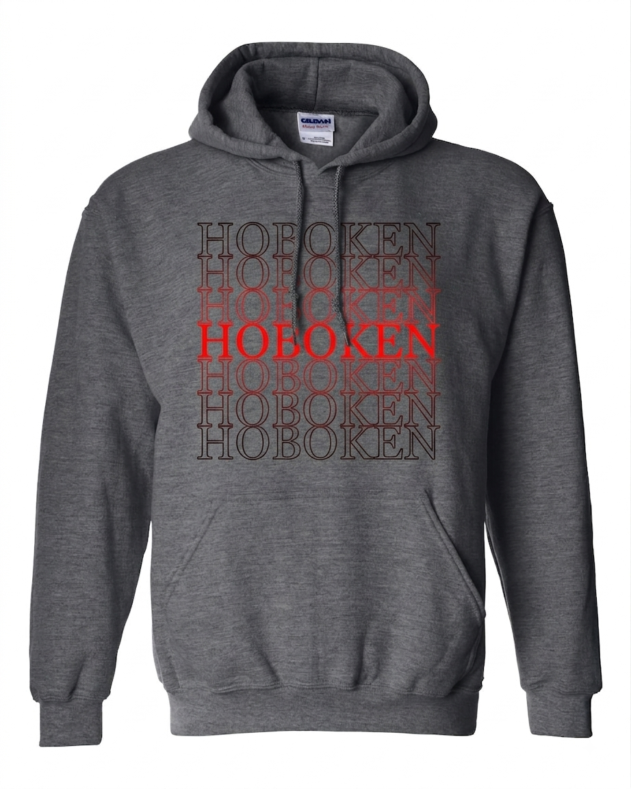 Hoboken Dark Heather Repeat Stack Red Hoodie