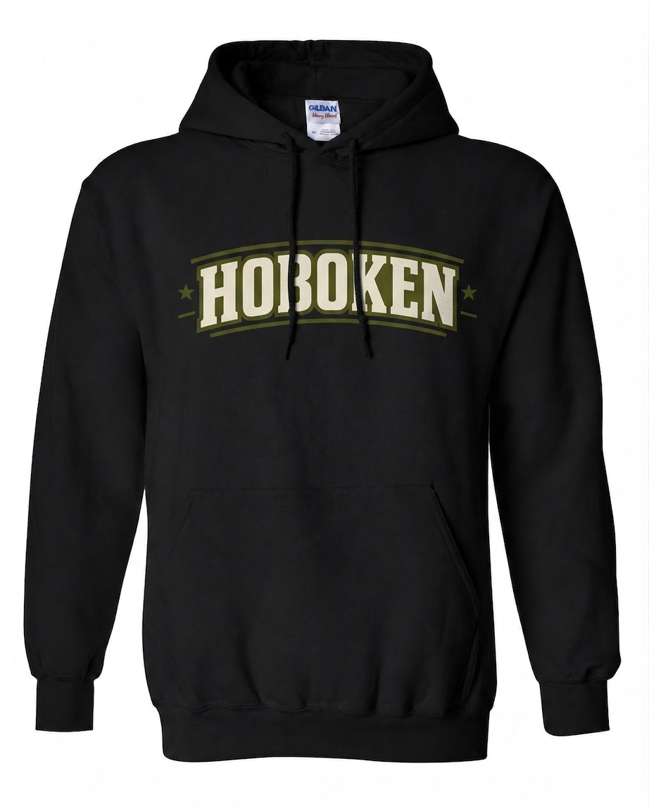 Hoboken Black Military Arch Star Banner Hoodie