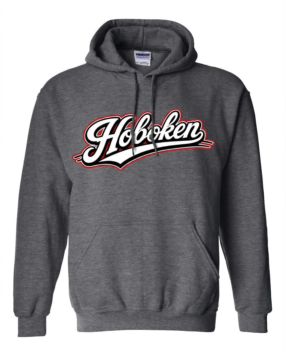 Hoboken Dark Heather Baseball Script Hoodie