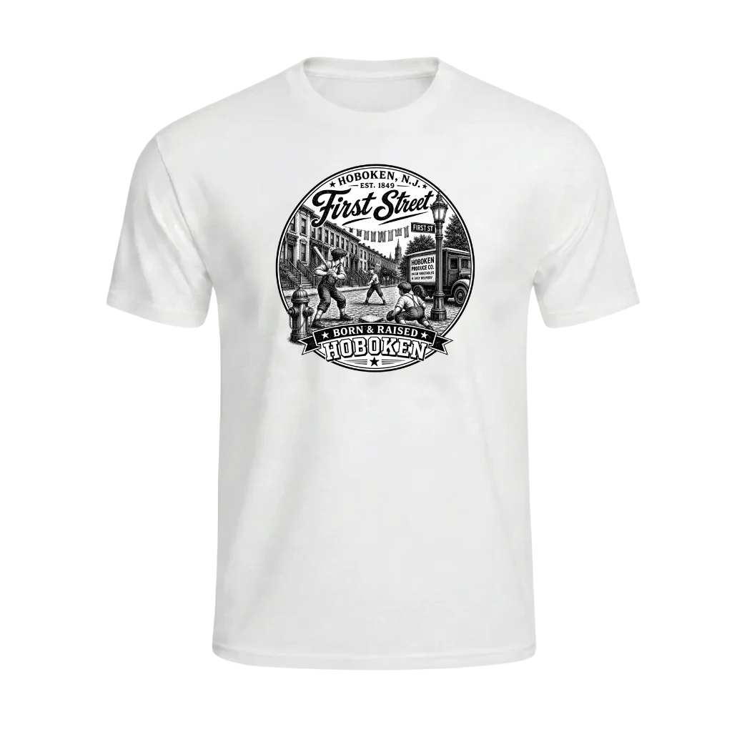 Hoboken First Street Born & Raised White T-Shirt