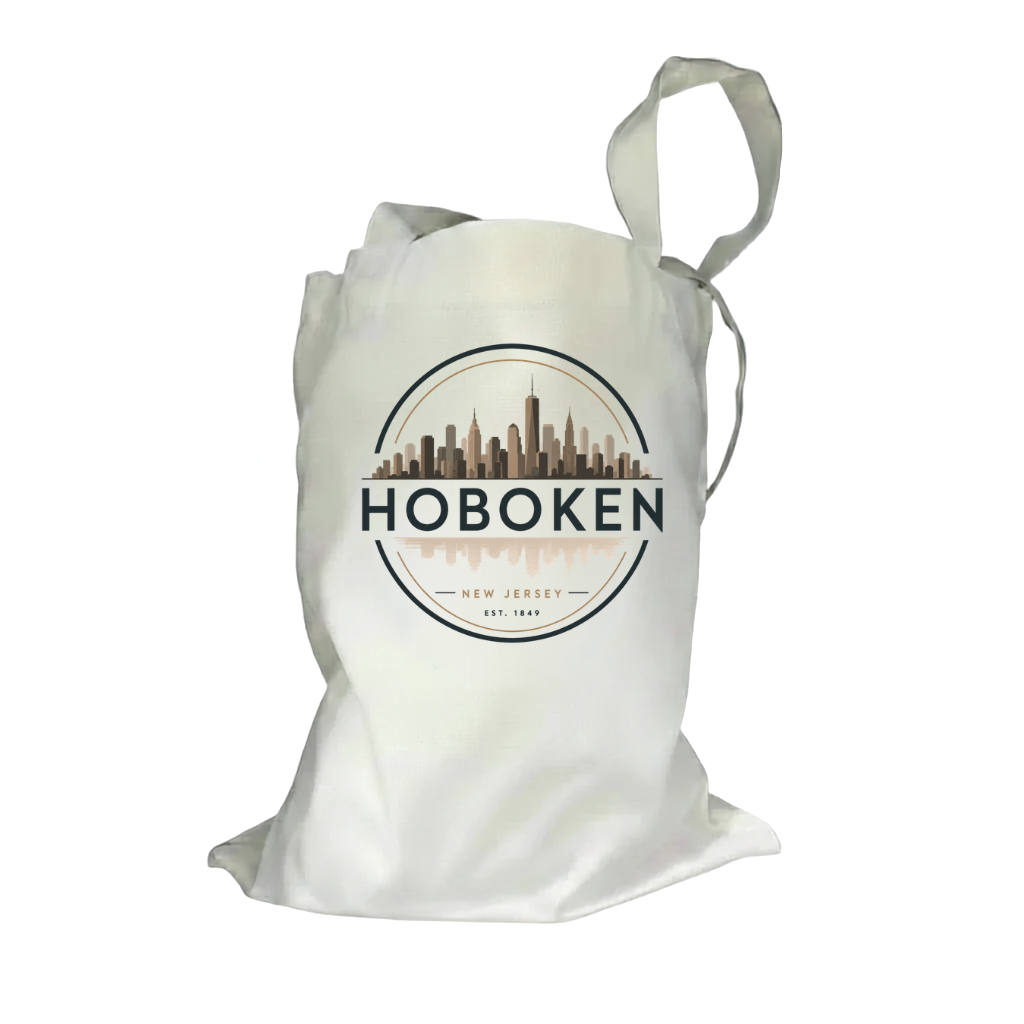 Hoboken Skyline Circle Natural Canvas Tote Bag