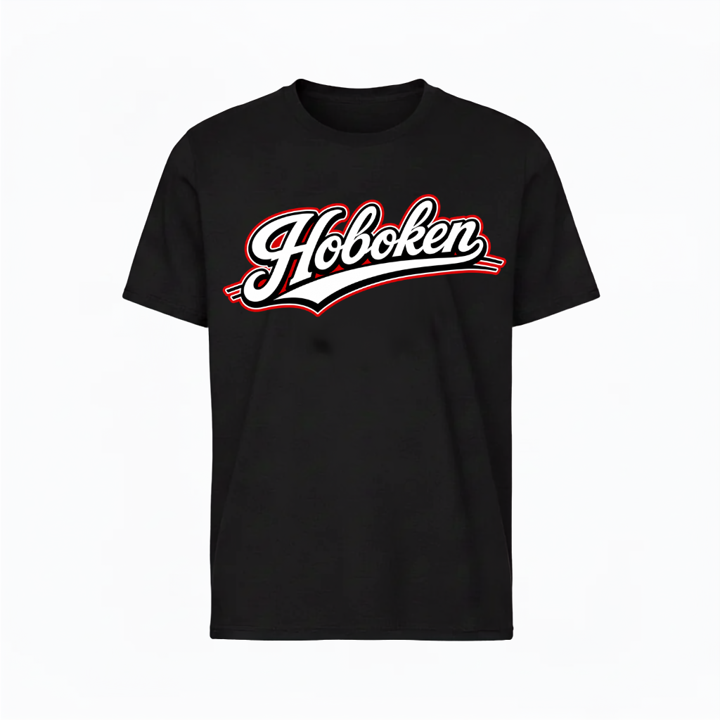 Hoboken Baseball Script Black T-Shirt