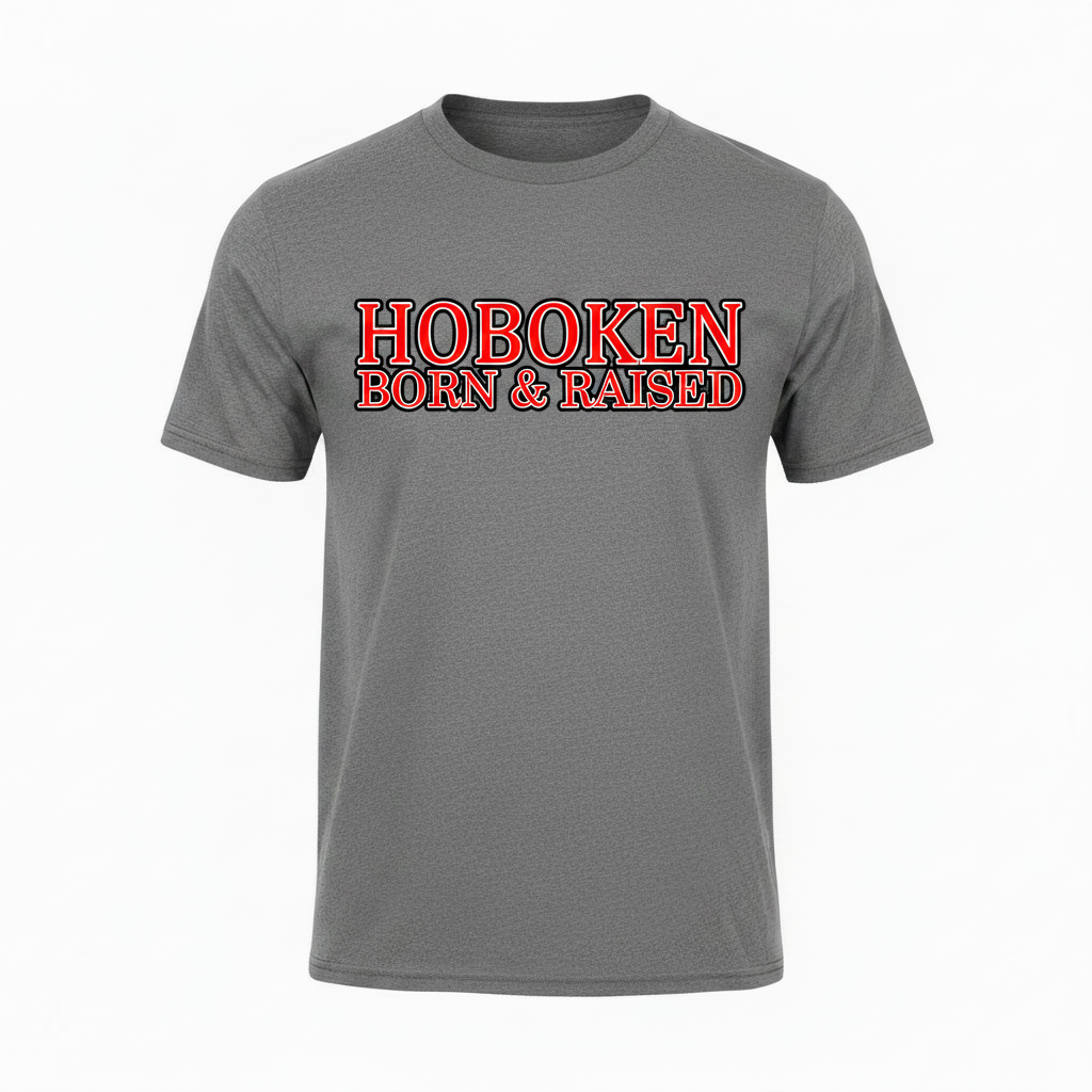 Hoboken Born & Raised Grey T-Shirt Bold