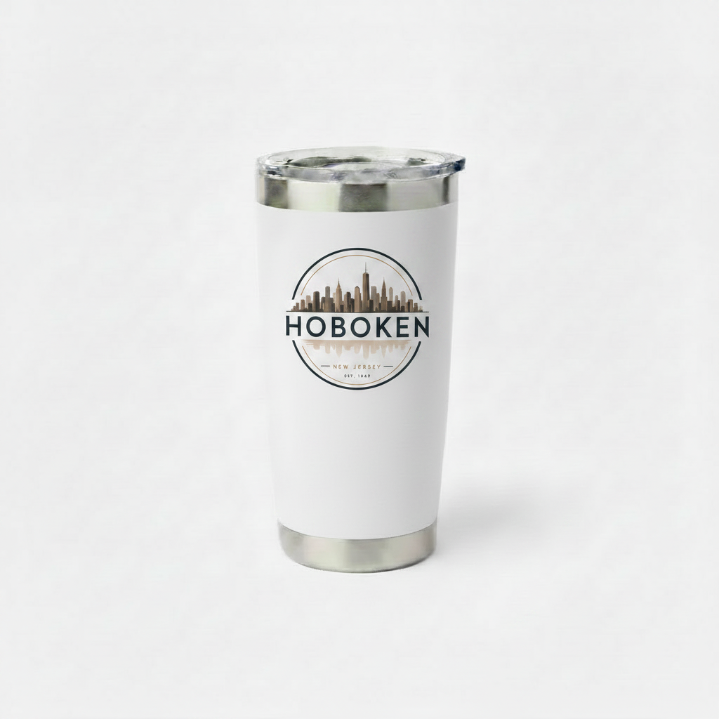 Hoboken Skyline Circle White Insulated Tumbler