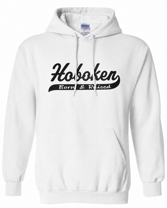 Hoboken Born & Raised White Script Hoodie