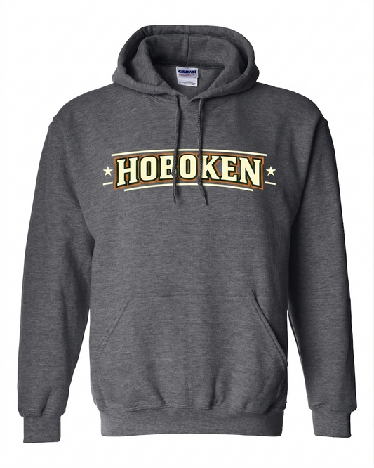 Hoboken Dark Heather Gold Black Arch Star Hoodie
