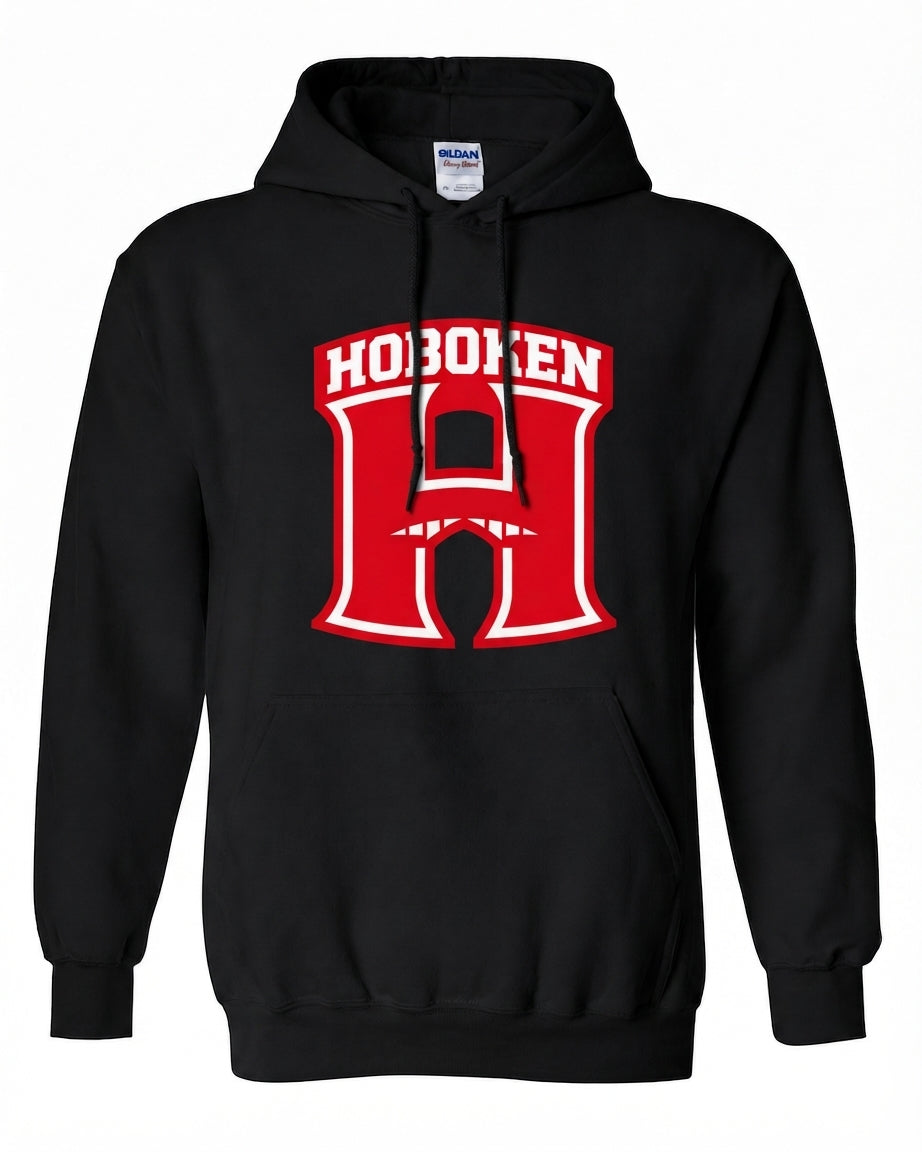 Hoboken Black H Shield Red Collegiate Hoodie