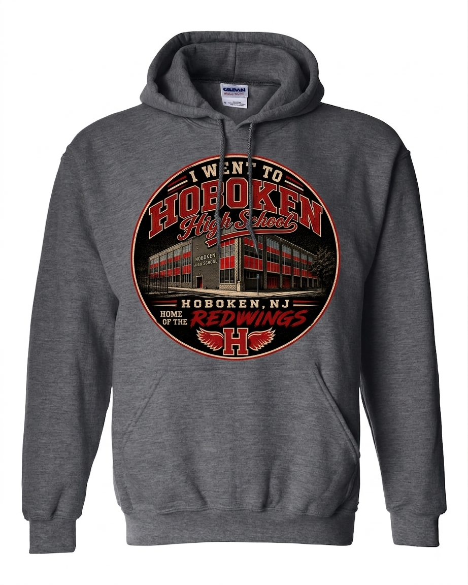 Hoboken High School Redwings Grey Hoodie