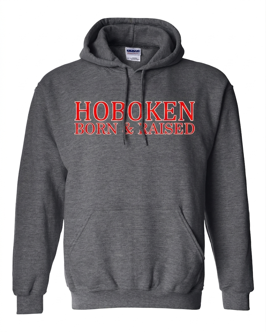 Hoboken Dark Heather Born & Raised Red Collegiate Hoodie