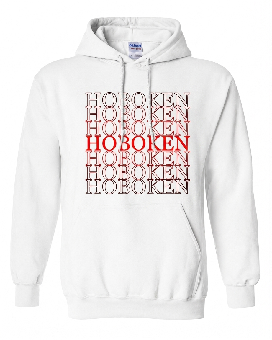Hoboken White Repeat Stack Red Hoodie