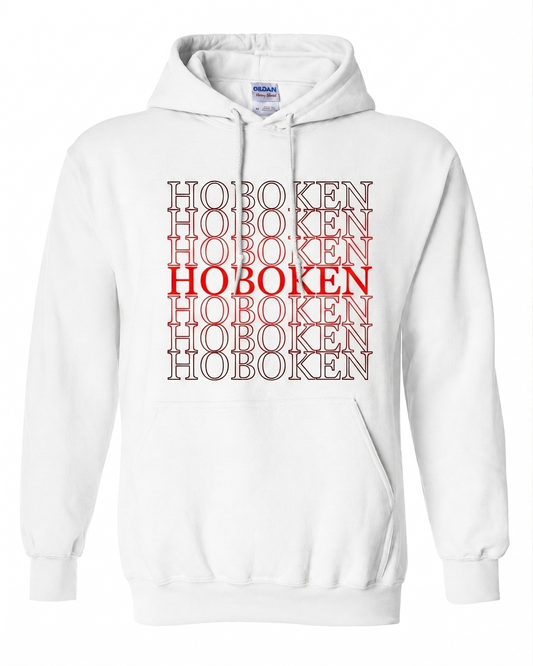 Hoboken White Repeat Stack Red Hoodie