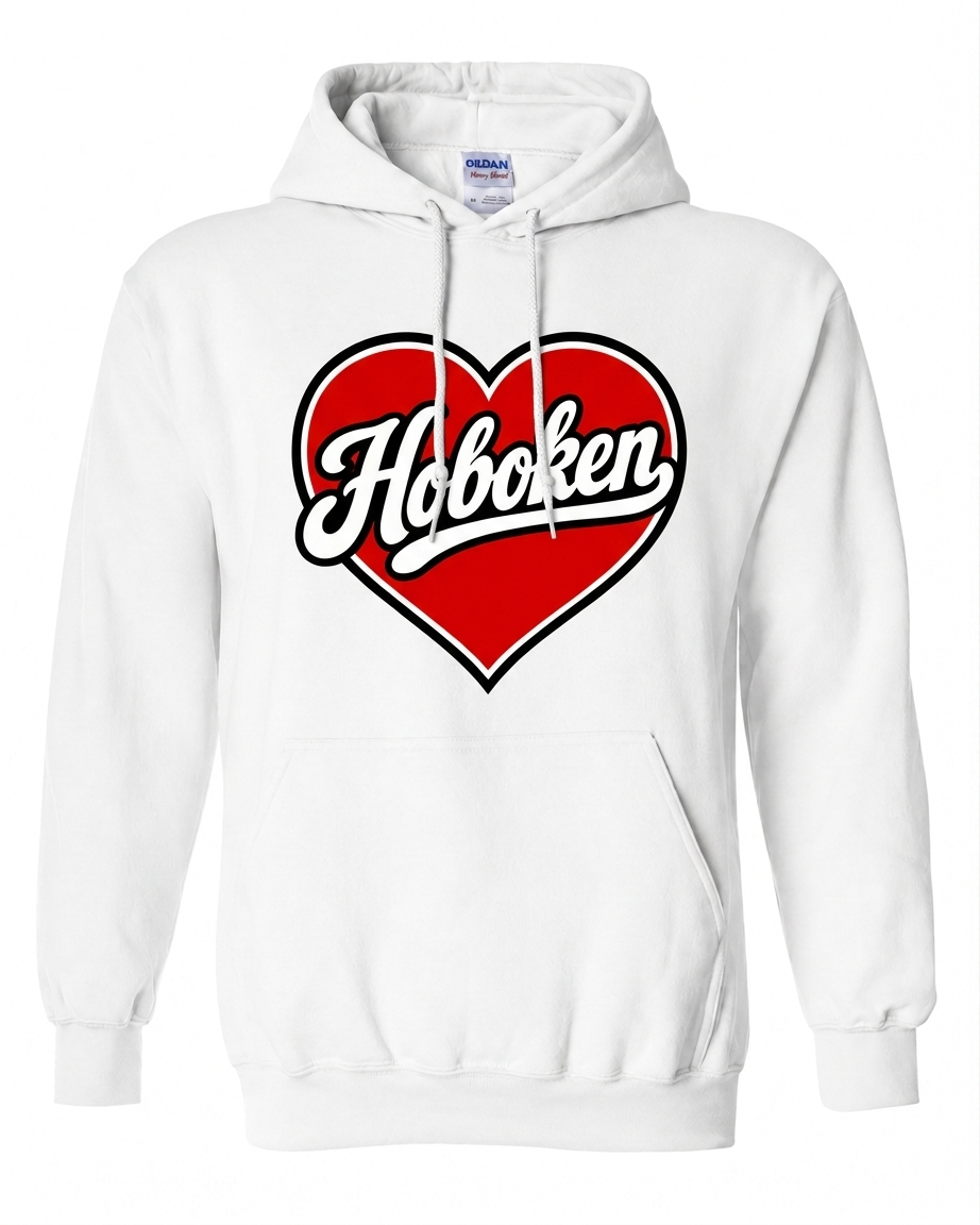 Hoboken White Heart Script Hoodie