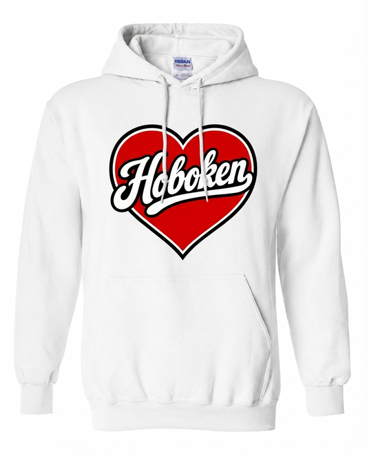 Hoboken White Heart Script Hoodie