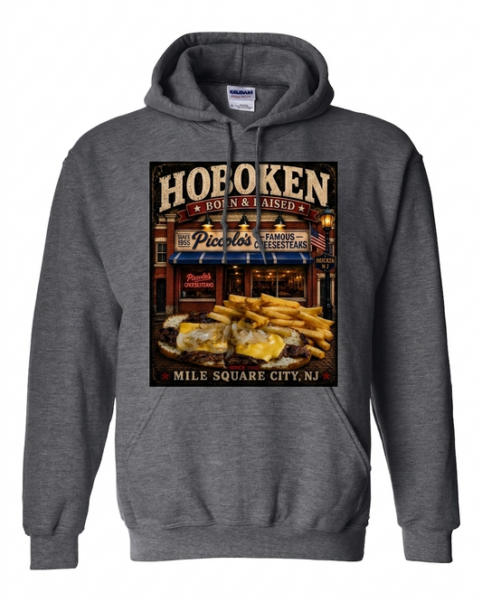 Hoboken Piccolo’s Born & Raised Charcoal Hoodie