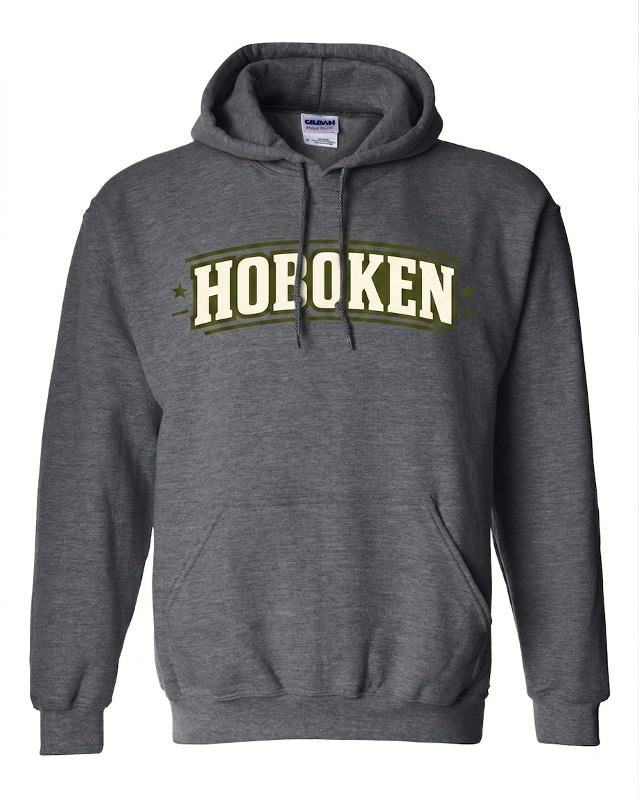 Hoboken Dark Heather Olive Arch Star Hoodie