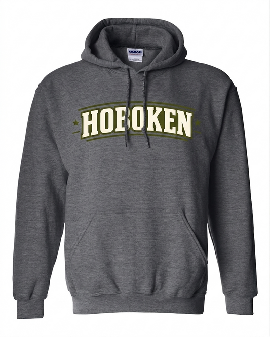 Hoboken Dark Heather Olive Arch Star Hoodie