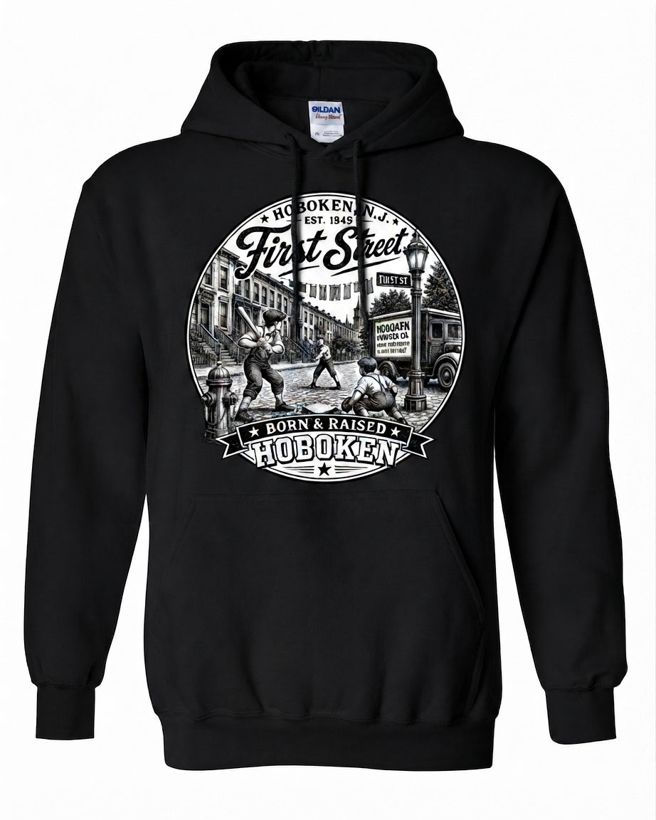 Hoboken Black First Street Born & Raised Vintage Circle Hoodie