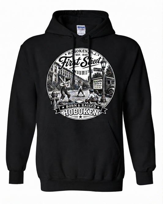 Hoboken Black First Street Born & Raised Vintage Circle Hoodie