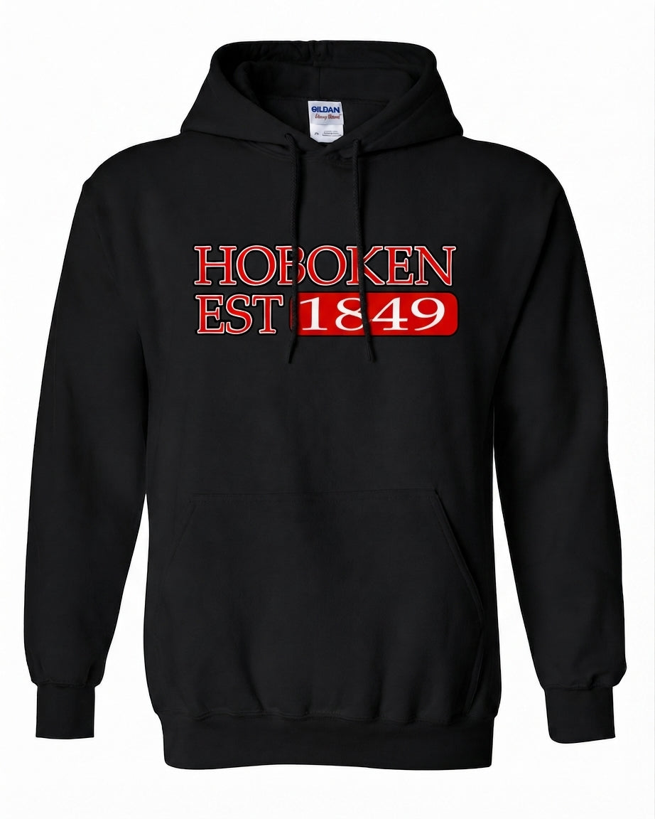 Hoboken Black Est. 1849 Red Box Hoodie