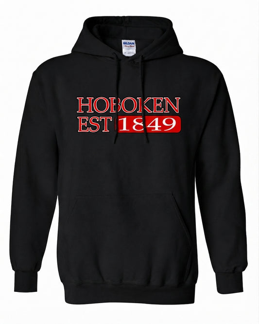 Hoboken Black Est. 1849 Red Box Hoodie