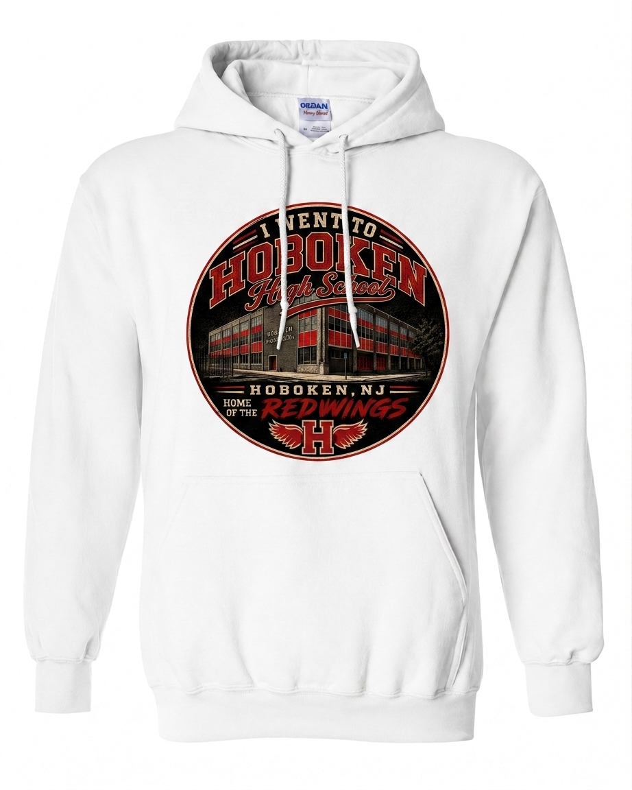 Hoboken High School Redwings White Hoodie