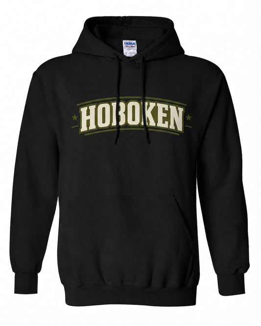 Hoboken Black Military Arch Star Banner Hoodie