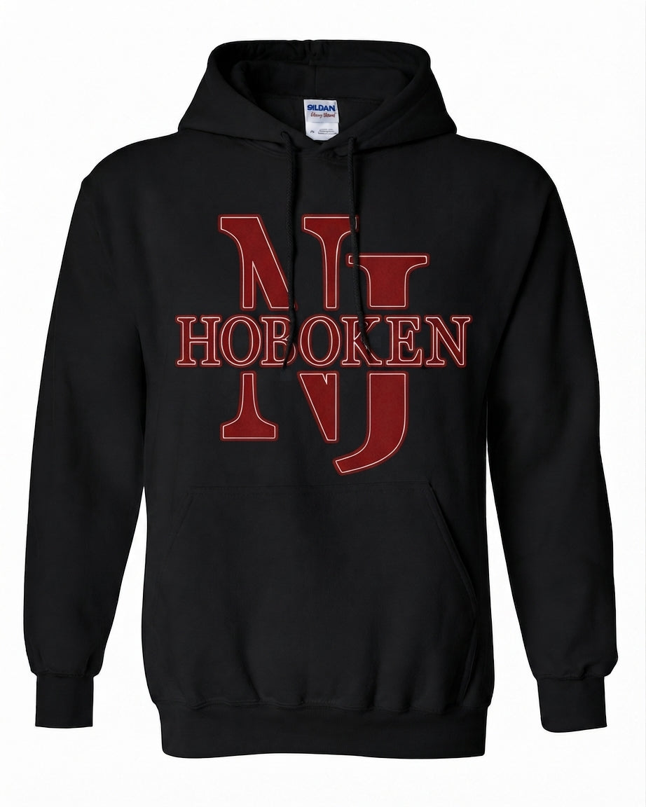 Hoboken Black NJ Hoboken Maroon Block Hoodie