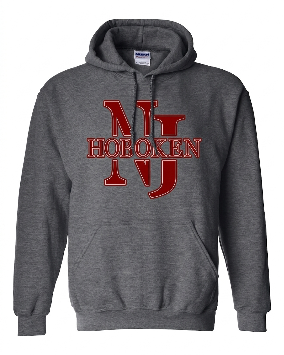 Hoboken Dark Heather NJ Hoboken Maroon Block Hoodie
