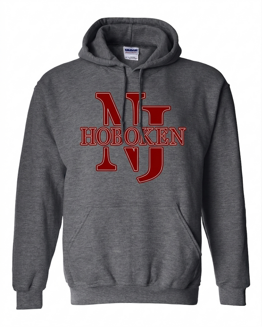 Hoboken Dark Heather NJ Hoboken Maroon Block Hoodie