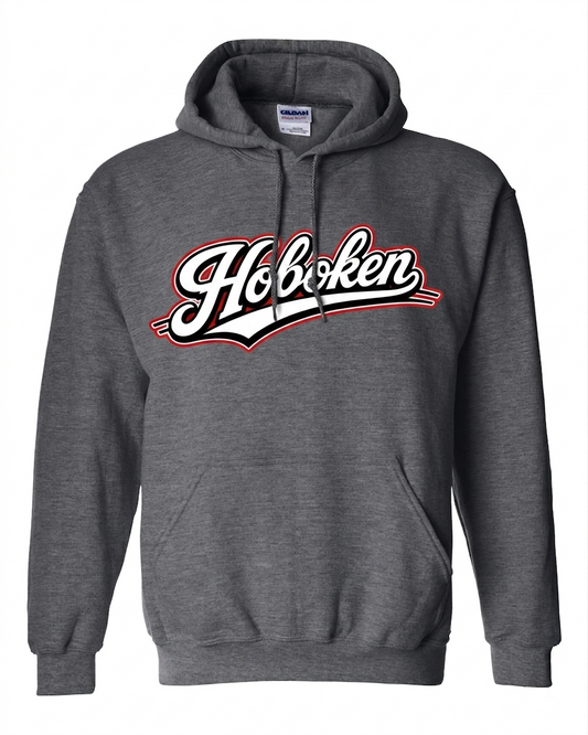 Hoboken Dark Heather Baseball Script Hoodie