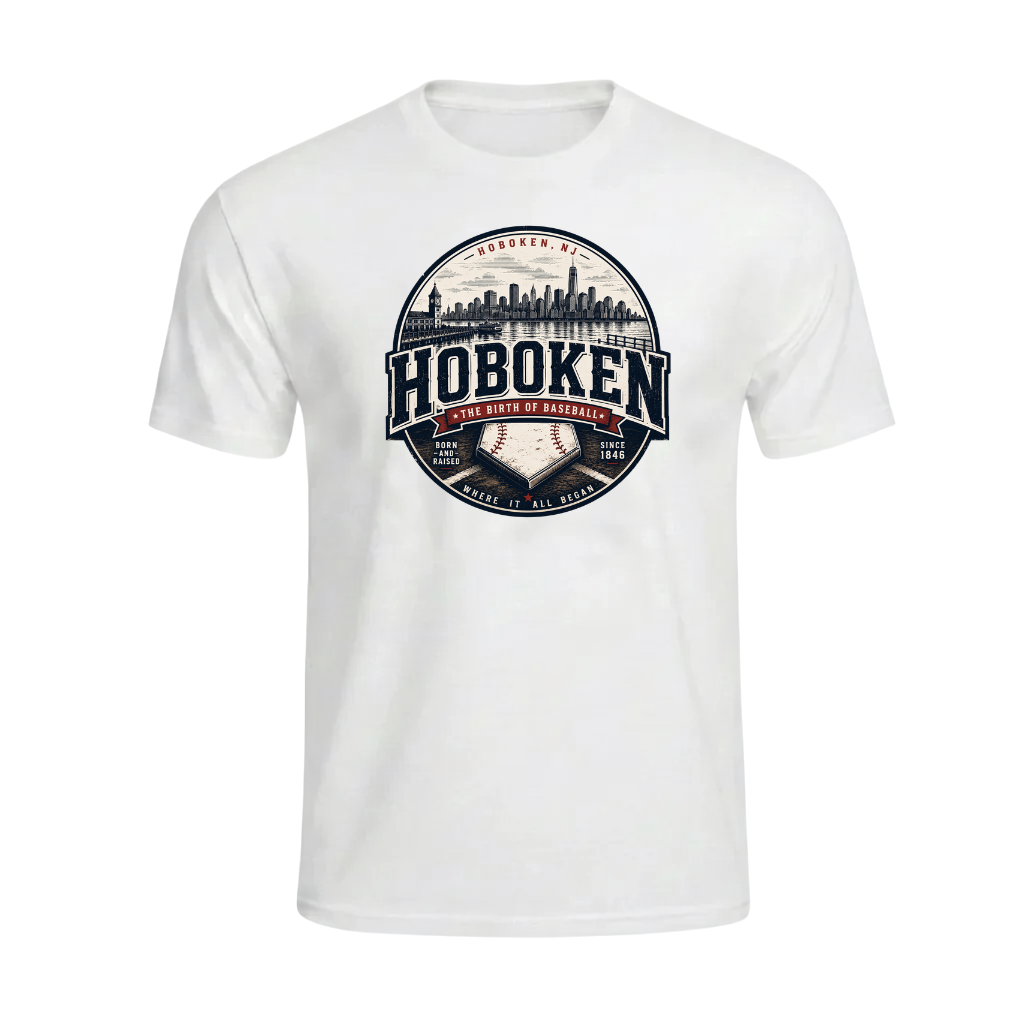 Hoboken Birth of Baseball NJ White T-Shirt