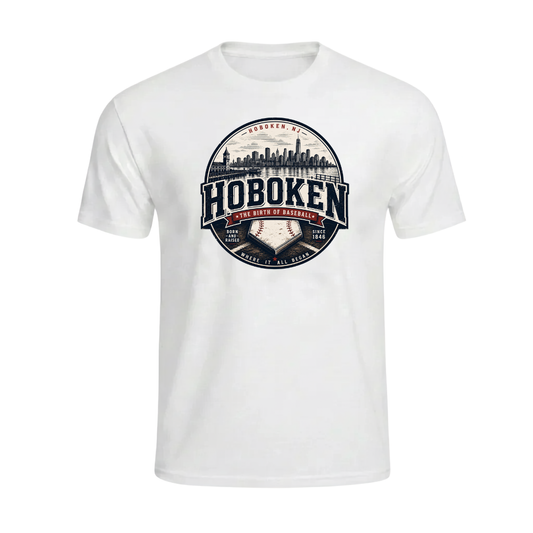 Hoboken Birth of Baseball NJ White T-Shirt
