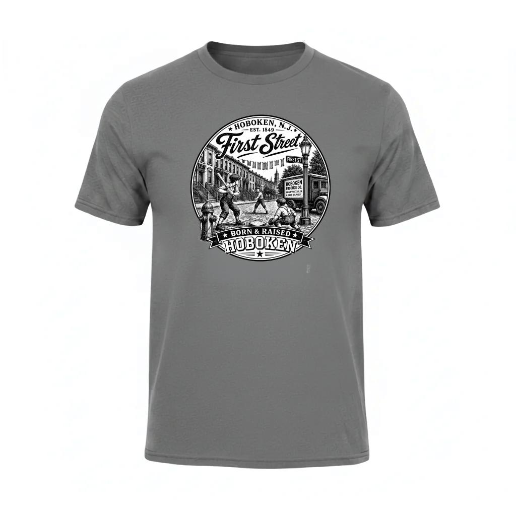 Hoboken First Street Born & Raised Gray T-Shirt