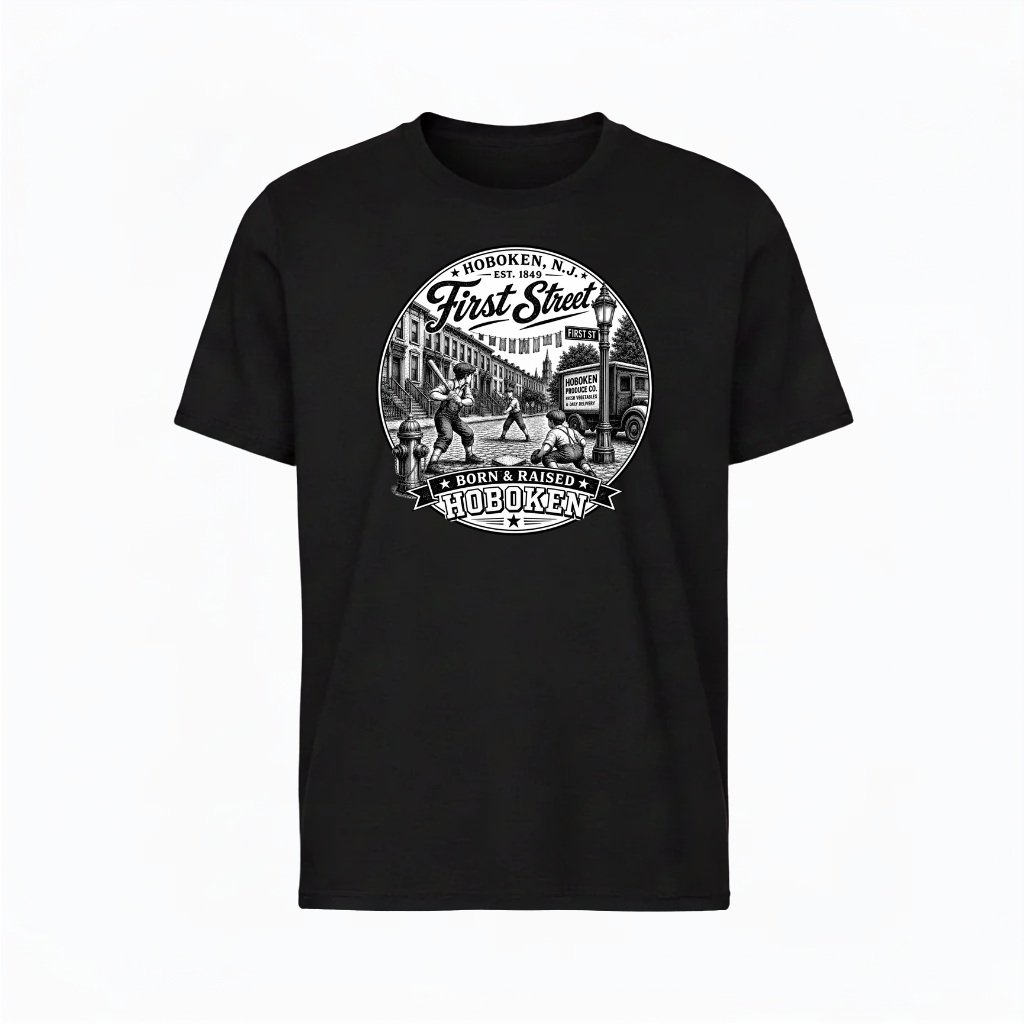 Hoboken First Street Born & Raised Black T-Shirt