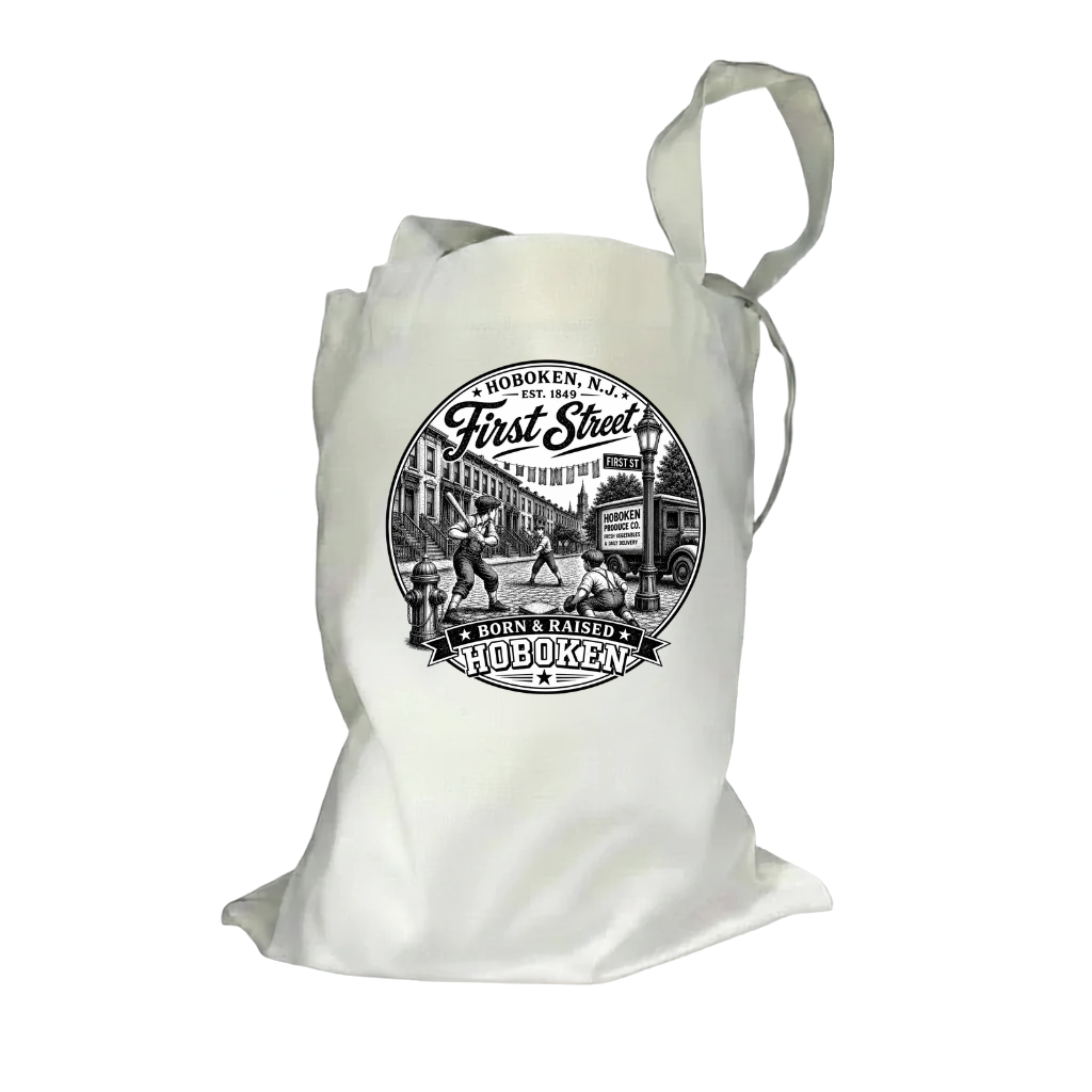 Hoboken First Street Born & Raised Natural Canvas Tote Bag