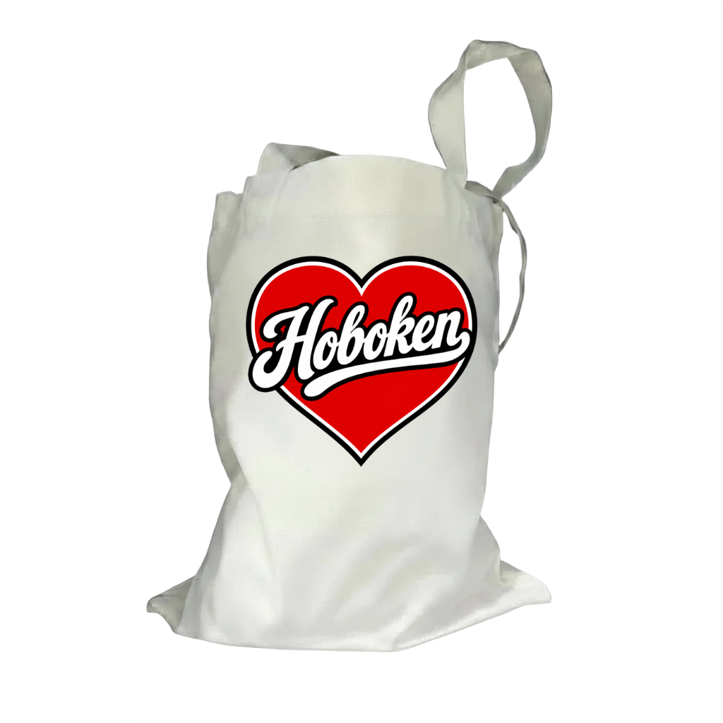Hoboken Heart Love Natural Canvas Tote Bag