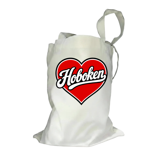 Hoboken Heart Love Natural Canvas Tote Bag