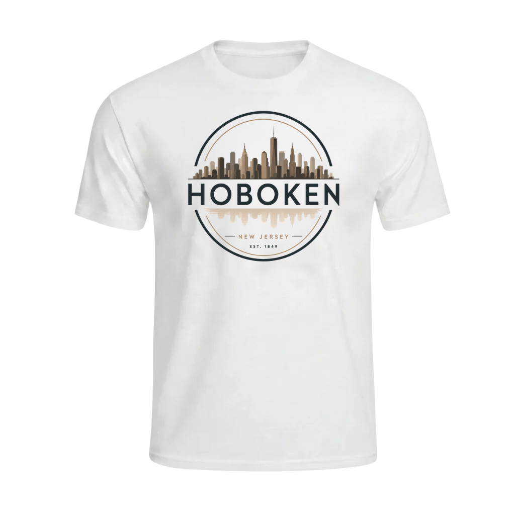 Hoboken Skyline Circle White T-Shirt
