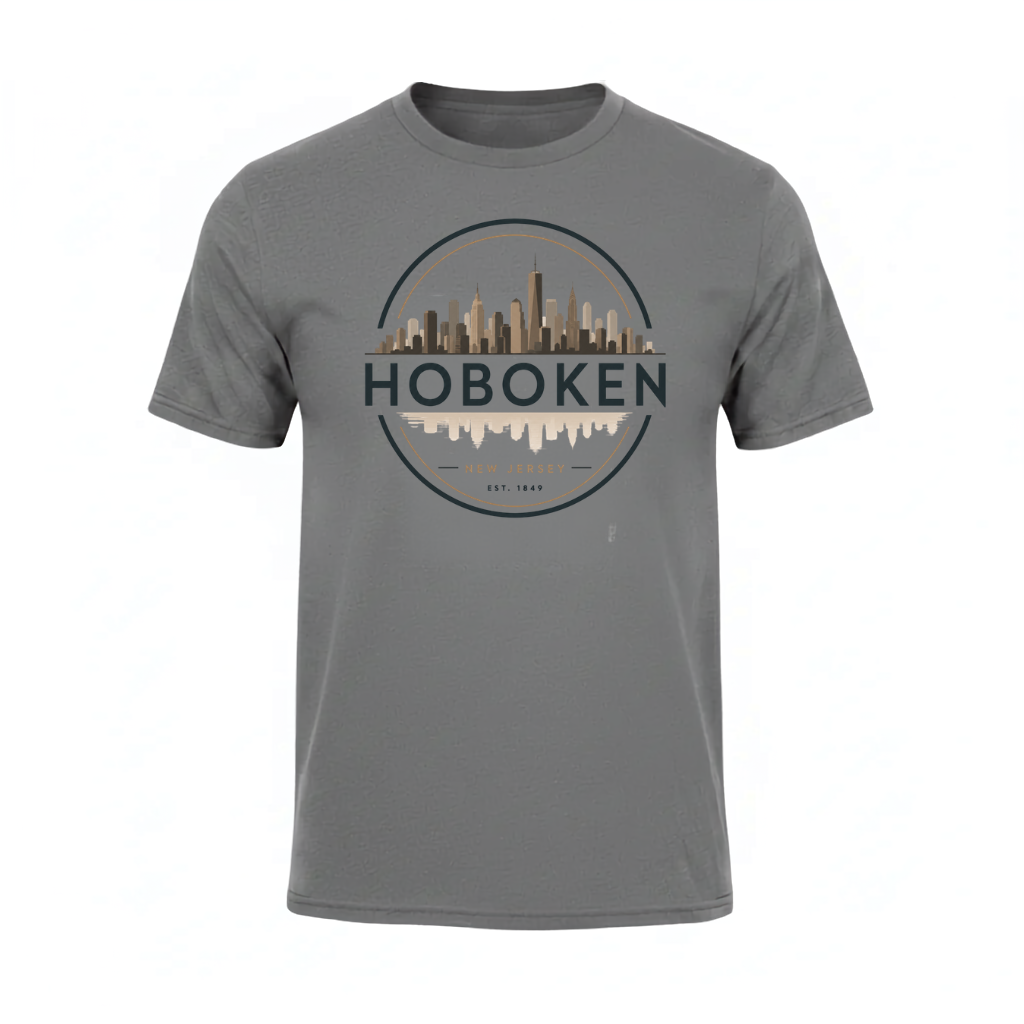 Hoboken Skyline Circle Gray T-Shirt
