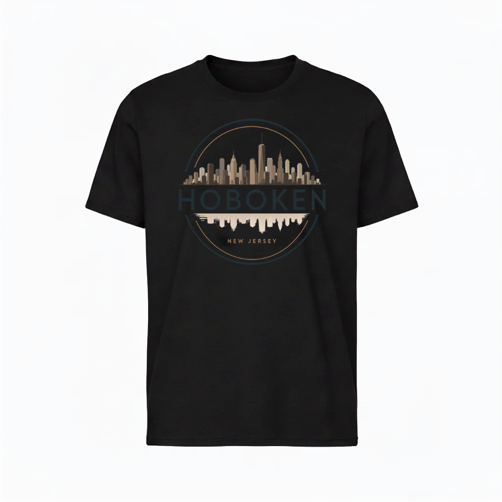 Hoboken Skyline Circle Black T-Shirt