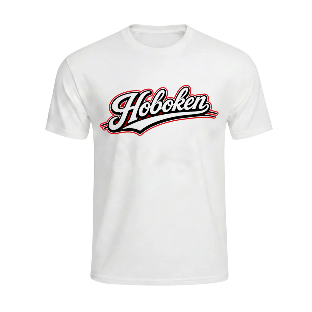 Hoboken Baseball Script White T-Shirt