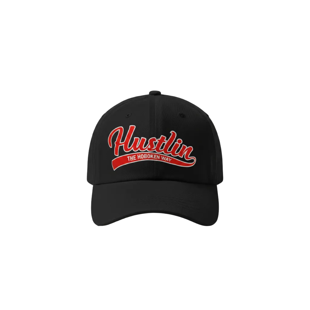 Hustlin In Red Black  Cap