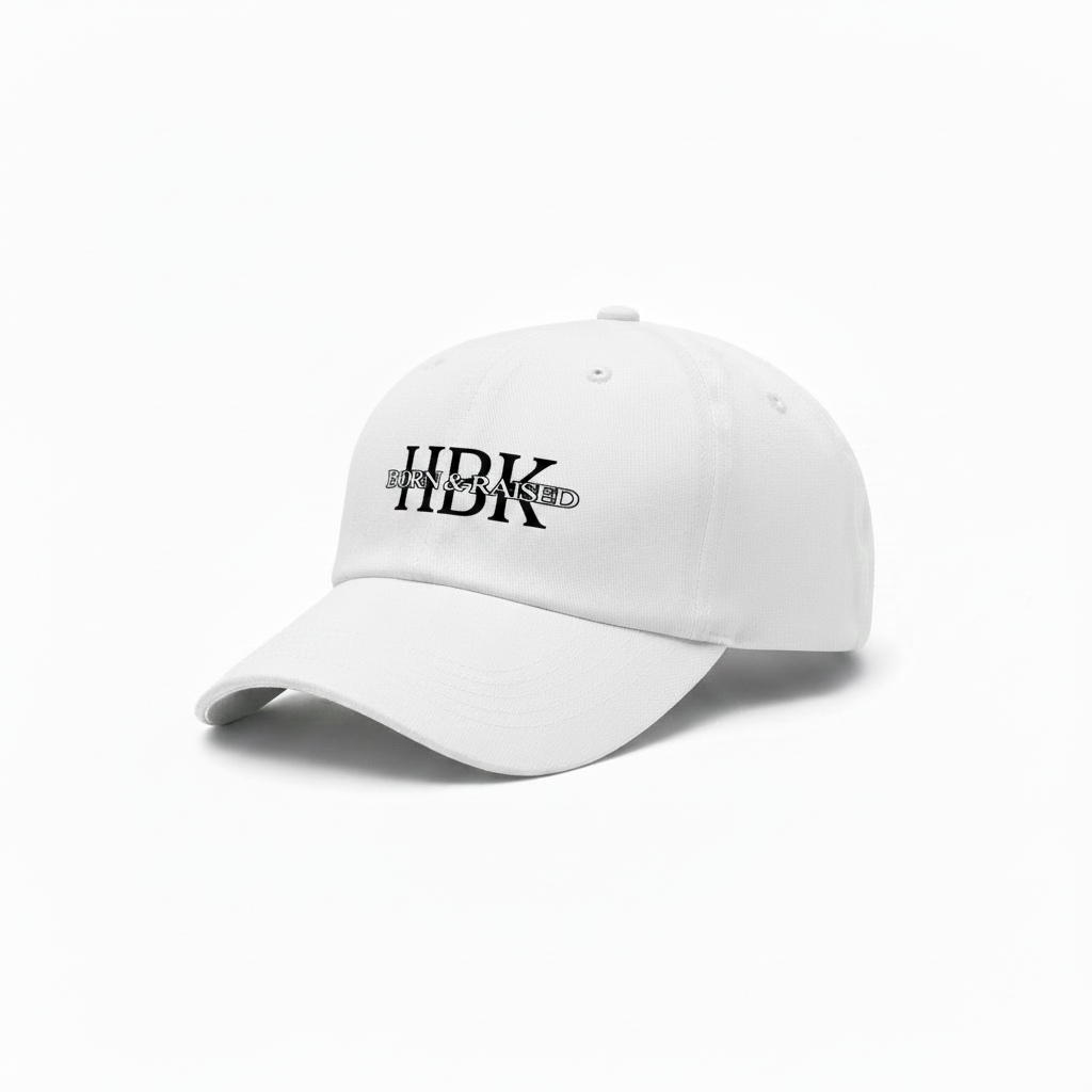 HBK Born & Raised White Cap - Side View