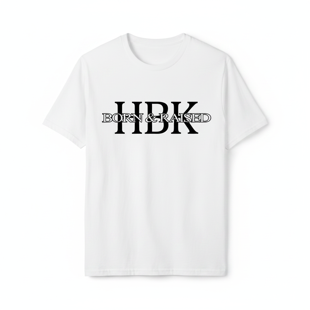 HBK Born & Raised White T-Shirt Correct Logo