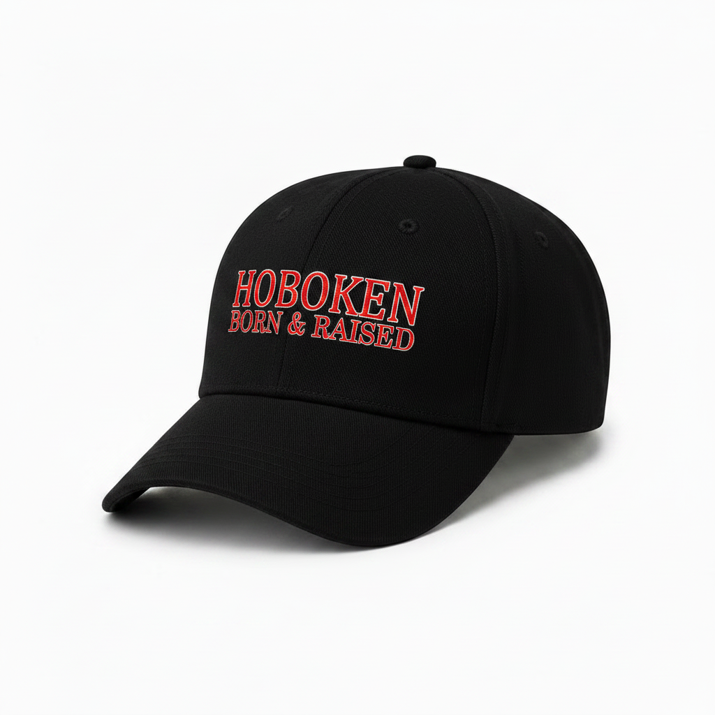 Hoboken Born & Raised Bold Black Cap Side Angle