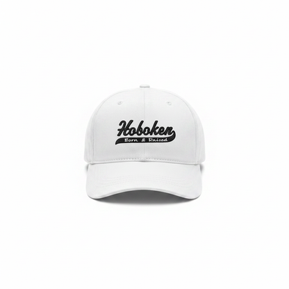 Hoboken Born & Raised White Cap - White Background