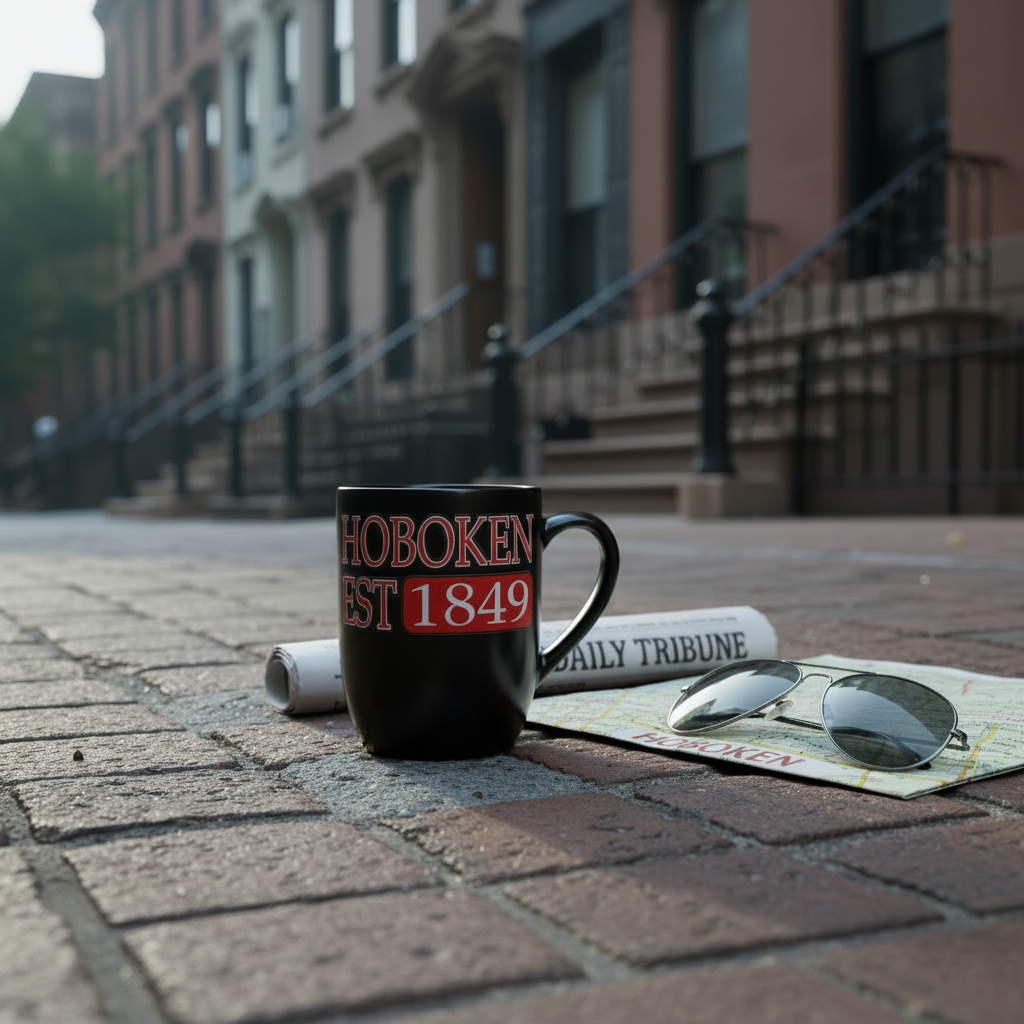 Hoboken Est. 1849 Black Coffee Mug Urban Lifestyle Square