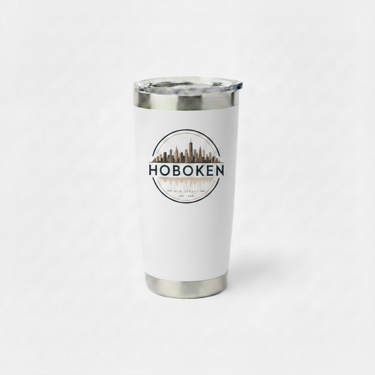 Hoboken Skyline Circle White Insulated Tumbler